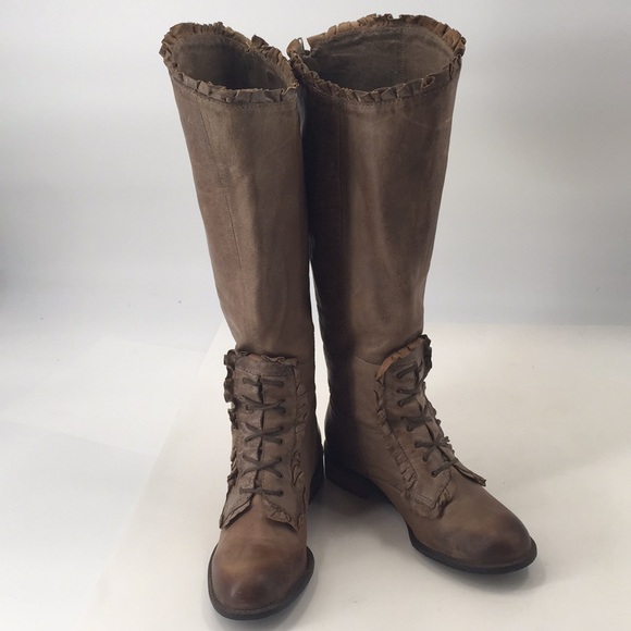 Anthropologie Shoes - Anthro Miss Albright Ruffle Lace Up Riding Boots 6